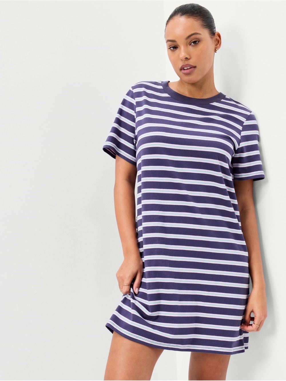 Old Navy Navy, Pink and Green Striped Tee Dress
